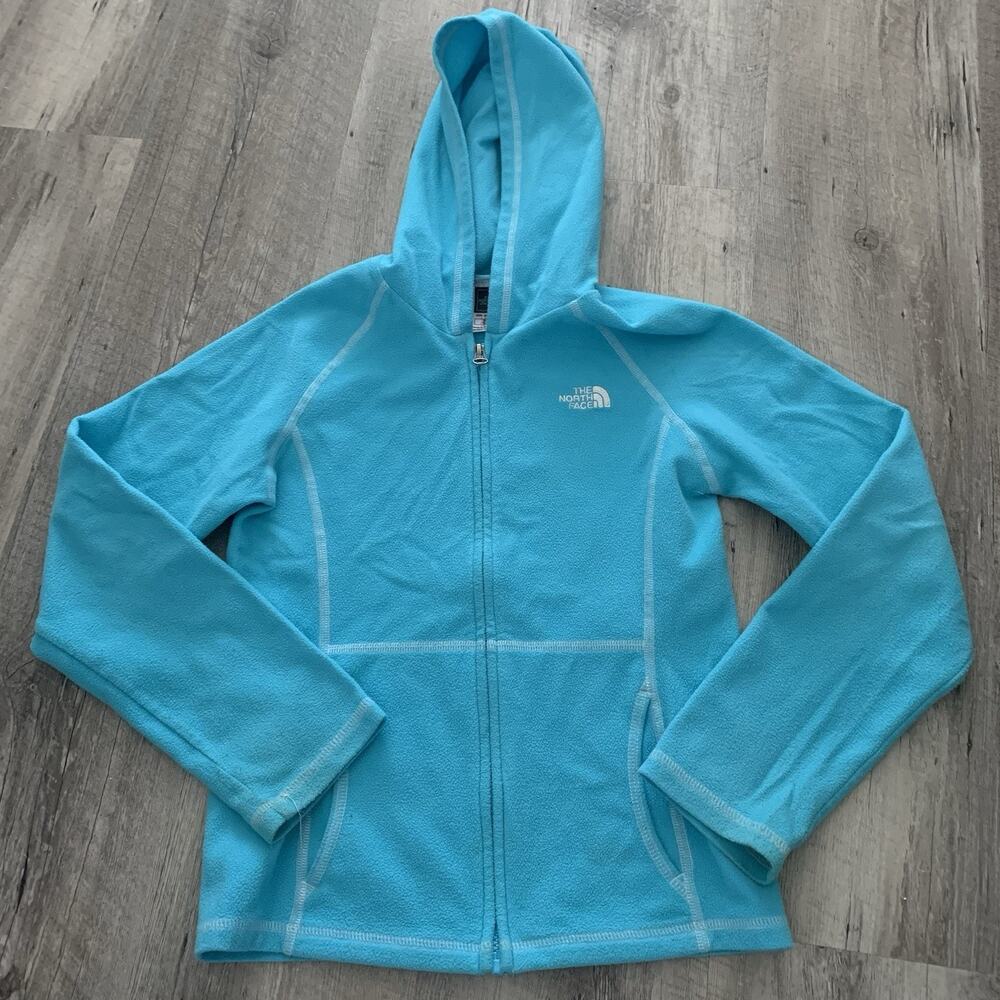 The North Face Fleece Jacket Girls Medium 10-12 Turquoise Lightweight Full-Zip